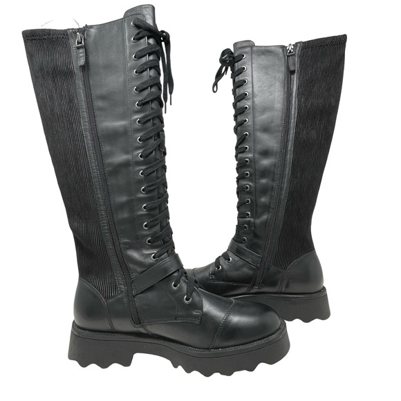 Aerosoles Sondra Black Leather Lace-Up Knee High Boots, Size US 10 NWT - Picture 6 of 10